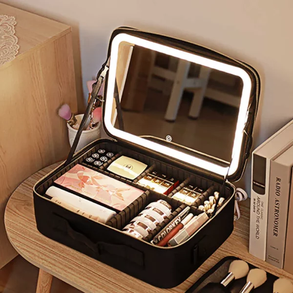 â¦Ø´Ù†Ø·Ø© Ù…ÙƒÙŠØ§Ø¬ Ù…Ø¹ Ù…Ø±Ø§ÙŠØ© Ù…Ù† Ø¬Ø±ÙŠÙ† / Ø§Ø¶Ø§Ø¡Ø© LED / Ù…Ø¹ 3 Ù…Ø³ØªÙˆÙŠØ§Øª Ù„Ù„Ø§Ø¶Ø§Ø¡Ø© / Ù…Ù‚Ø§ÙˆÙ…Ø© Ù„Ù„Ù…Ø§Ø¡â© - Ø§Ù„ØµÙˆØ±Ø© â¦2â©